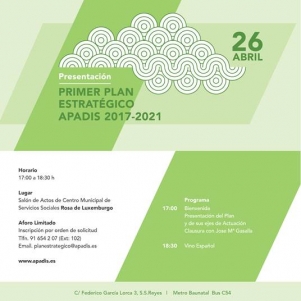 Invitación: Presentacion I Plan Estrategico APADIS- José María Gasalla día 26 de Abril 17h. 